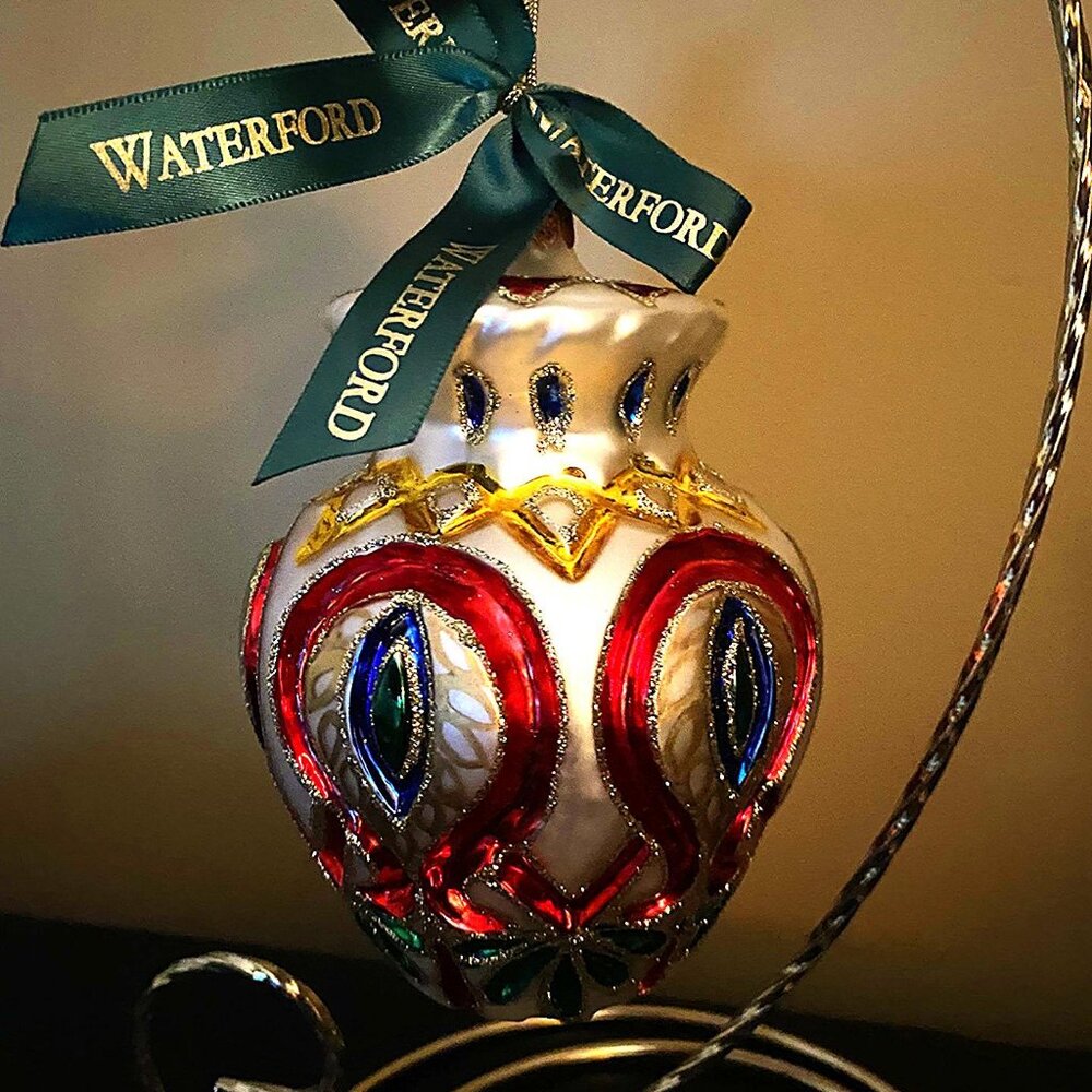 Waterford Peacock Urn Vase Holiday Heirlooms Ornament
